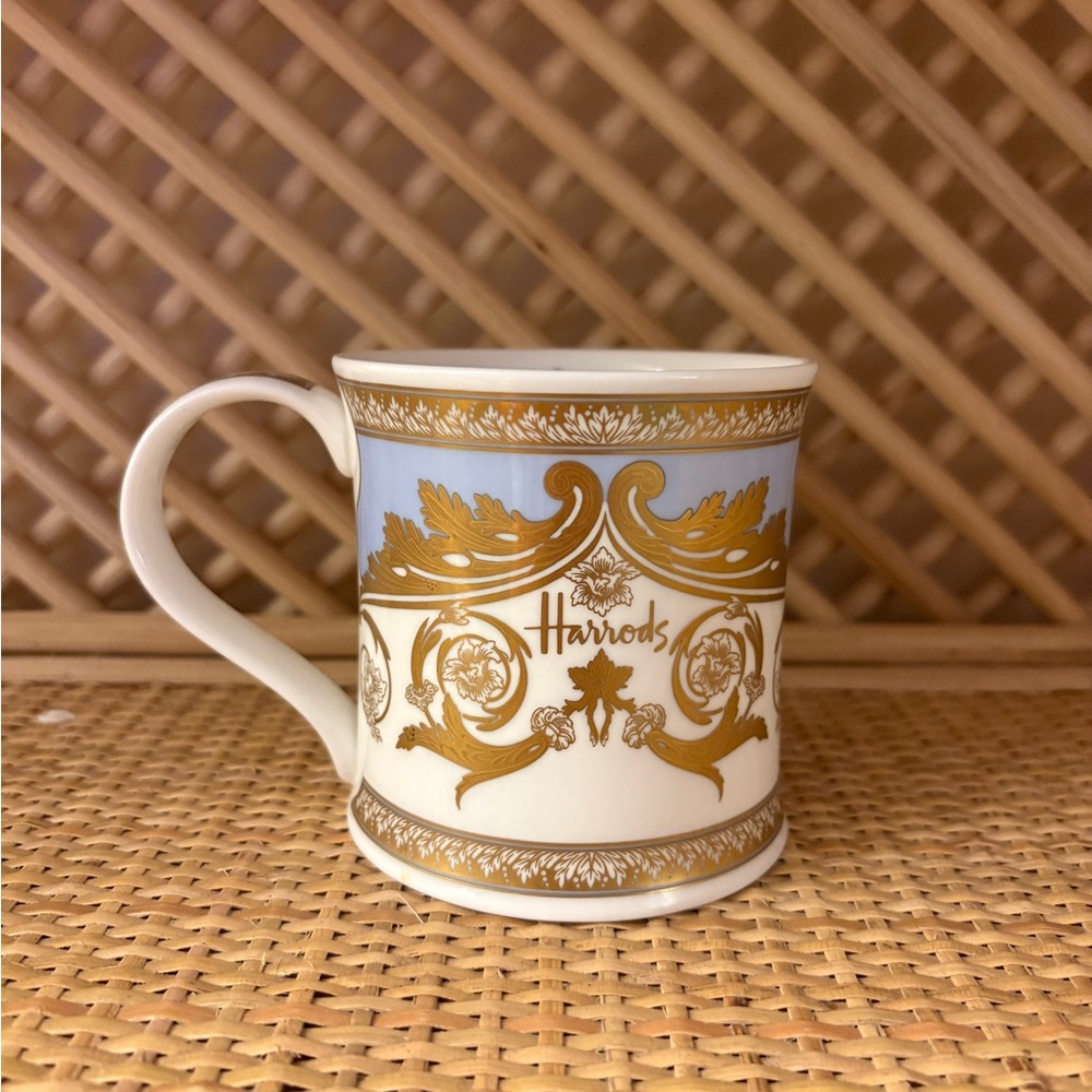 Harrods Gold and White Baroque Mug